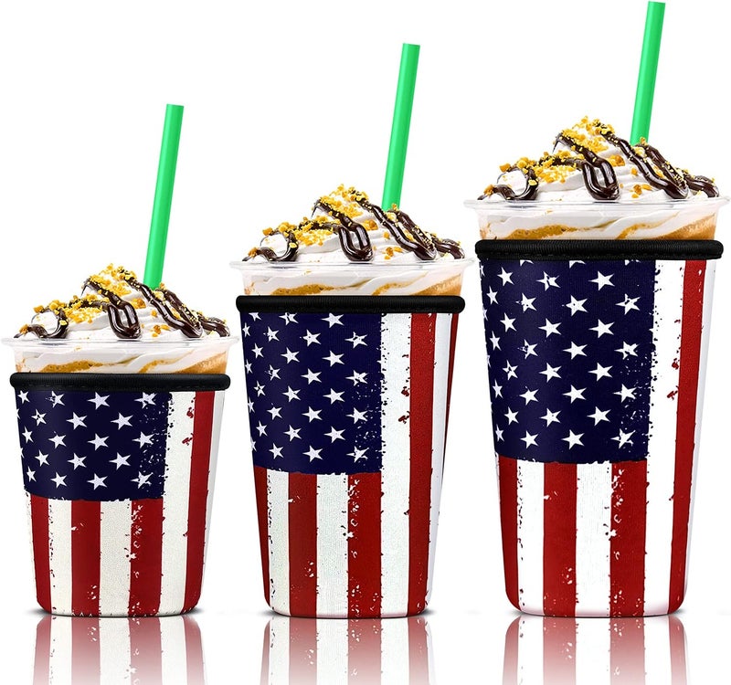 KPX 3 Pack Iced Coffee Cup Sleeve for Large Sized Cups, Reusable Neoprene Iced Coffee Cup Holder for Hot Cold Drinks, Compatible with Starbucks, Dunkin Donuts, and More - Image 1